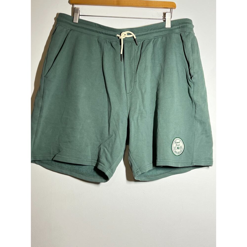 The Normal Brand EUC Green Cole Terry Elastic Waist Shorts XL Lounge Pockets